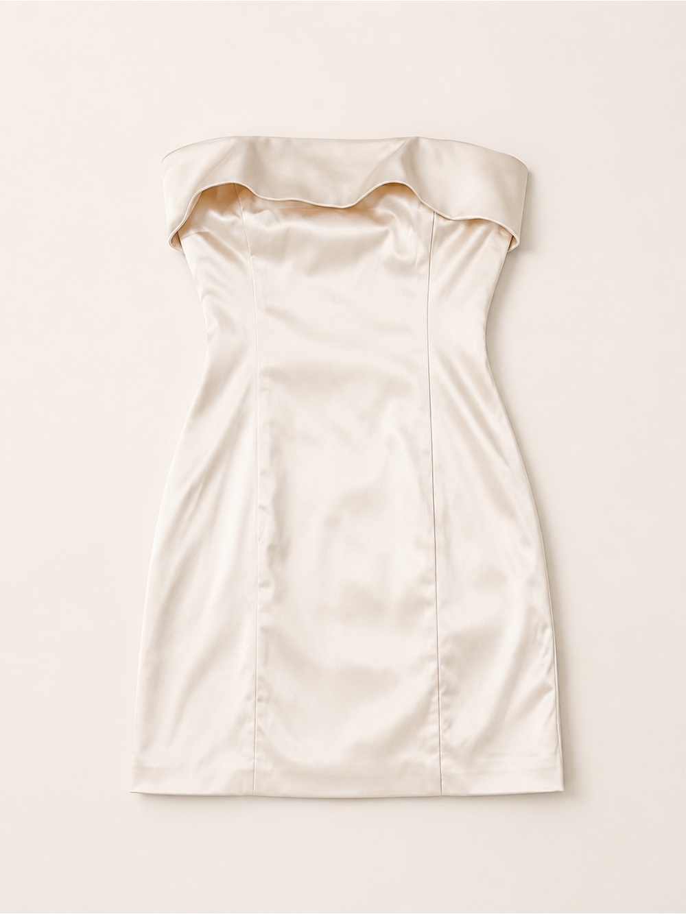 Aritzia Strapless Satin Mini Dress in Cream